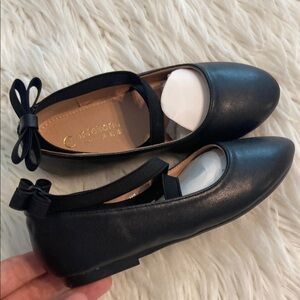 Chic Black Ballet Flats with Bow size 33 measurements of shoes provided in photo
